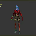 White Haired Character In Red And Black Costume With Mask Sci Fi Design Standing Pose