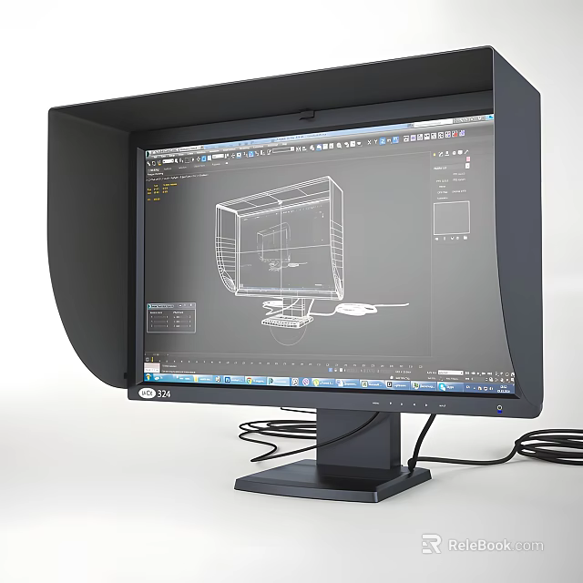 LG Professional Desktop Monitor Displaying 3D Modeling Design Draft On Screen 3d model 
