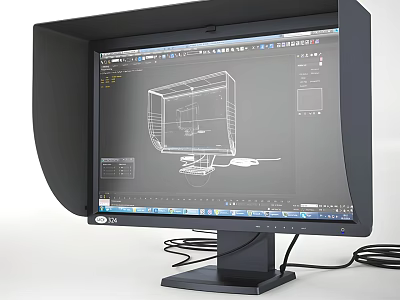 LG Professional Desktop Monitor Displaying 3D Modeling Design Draft On Screen 3d model