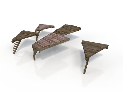 Foldable Wooden Tables With Collapsible Legs And Natural Wood Finish 3d model