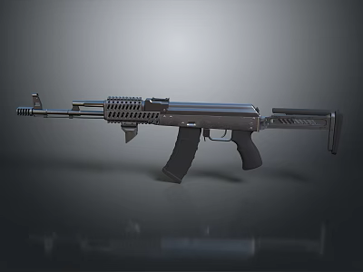 Tactical Modern Rifle With Metal Construction Barrel Magazine And Grip Design 3d model