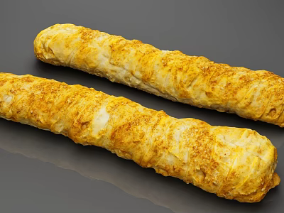Golden Brown Rolled Food With Crispy Surface And Baked Texture Details 3d model
