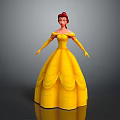 Game Movie Character Belle In Yellow Off Shoulder Ball Gown With Red Hair