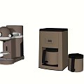 Modern Kitchen Appliances With Sleek Coffee Maker And Electric Kettle 3d model