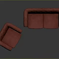 Red Tufted Leather Sofa Set With Single Armchair And Two Seater Design