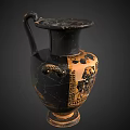 Antique Style Black And Gold Decorative Vase With Mythological Patterns For Home Furniture