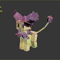 Adorable Pixel Art Creature Character With Yellow Body Pink Ears And Tail