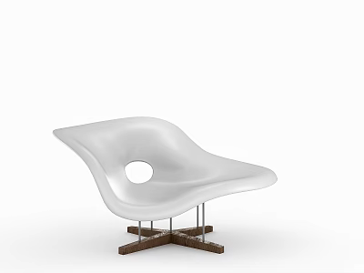 Stylish White Modern Lounge Chair With Circular Cutout And Wooden Base 3d model