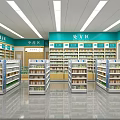 Well Arranged Pharmacy Store Interior With Medicine Shelves And Prescription Sections