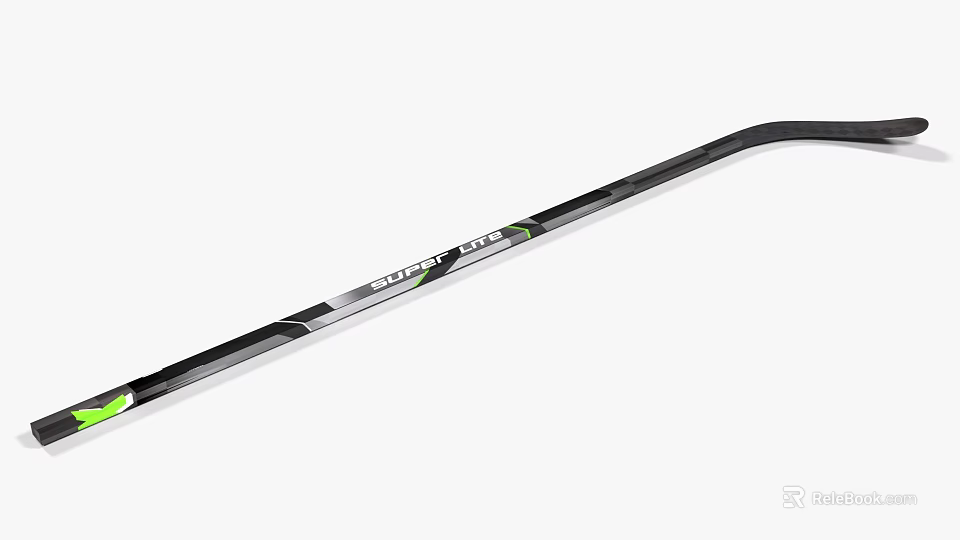 Sleek Black Hockey Stick With Green Accents And Modern Design 3d model 