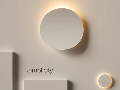Simple Round White Wall Lamp With Warm Light On Minimalist Wall With Geometric Decor 3d model