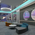 Modern Fitness Gym Interior With Workout Equipment Lounge Area And Neon Lights