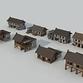 Traditional Style Single Family Houses With Wooden Structure And Gray Roof Designs