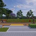 Vibrant Children's Play Area With Colorful Paths Green Trees Lawns And Playful Space Design