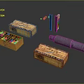 Military Weapon Equipment Featuring Ammunition Boxes Artillery Shell And Bullets 3d model