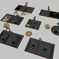 Kitchen Sink Various Styles Double Bowl Design With Faucet Drainer Board And Fresh Produce