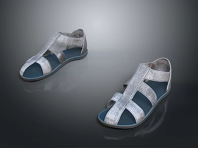 Silver And Blue Strap Design Casual Sandals For Daily Comfortable Use 3d model Silver And Blue Strap Design Casual Sandals For Daily Comfortable Use 3d model