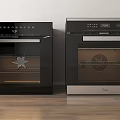 Modern Black Kitchen Ovens With Glass Doors Digital Displays And Control Panels