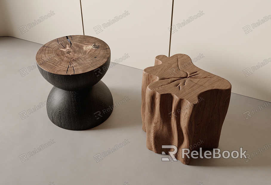 Solid wood stool round stool model