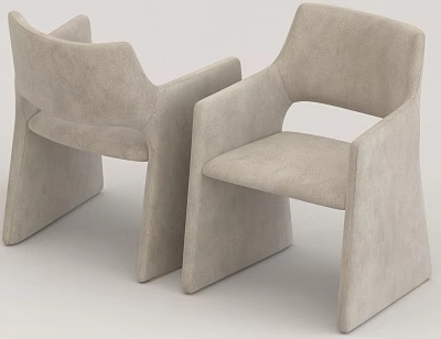 Modern Light Gray Single Sofa Upholstered In Fabric With Comfortable Sleek Design Lines 3d model