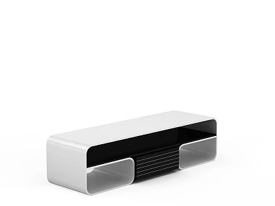 Modern Sleek Living Room TV Cabinet With Rounded Edges And Practical Open Storage Design 3d model
