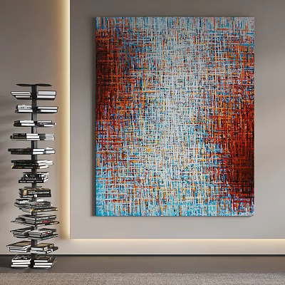 Abstract Artwork As Wall Decor With Creative Bookshelf In Space 3d model