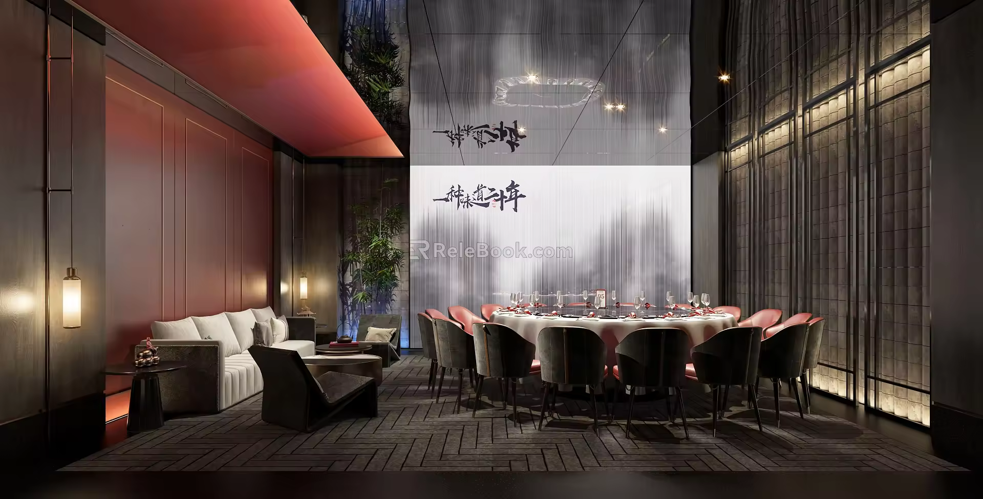 New Chinese-style private dining box 3d model