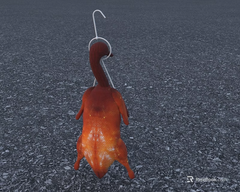 Juicy Roast Duck Hanging On Metal Hook For Serving And 3d model 