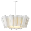Modern White Fabric Chandelier with Ruffled Shade and Soft Illumination
