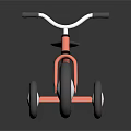 Orange Children's Tricycle With White Wheels Black Handlebars And Seat