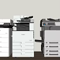 Multifunctional Office Appliances Printers Copiers White Black Design Control Panels Paper Drawers Setup 3d model