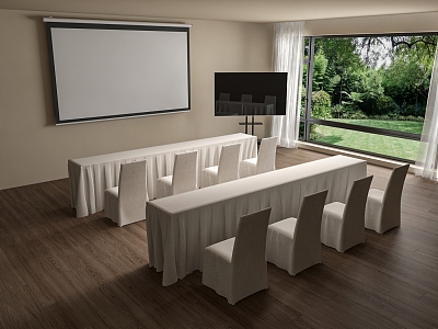 Conference Table and Chair Conference Room Projection Screen Mobile TV 3d model