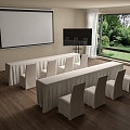 Conference Table and Chair Conference Room Projection Screen Mobile TV 3d model