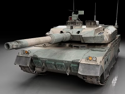 Modern Main Battle Tank With Long Barrel Turret Tracks And Armor Details 3d model