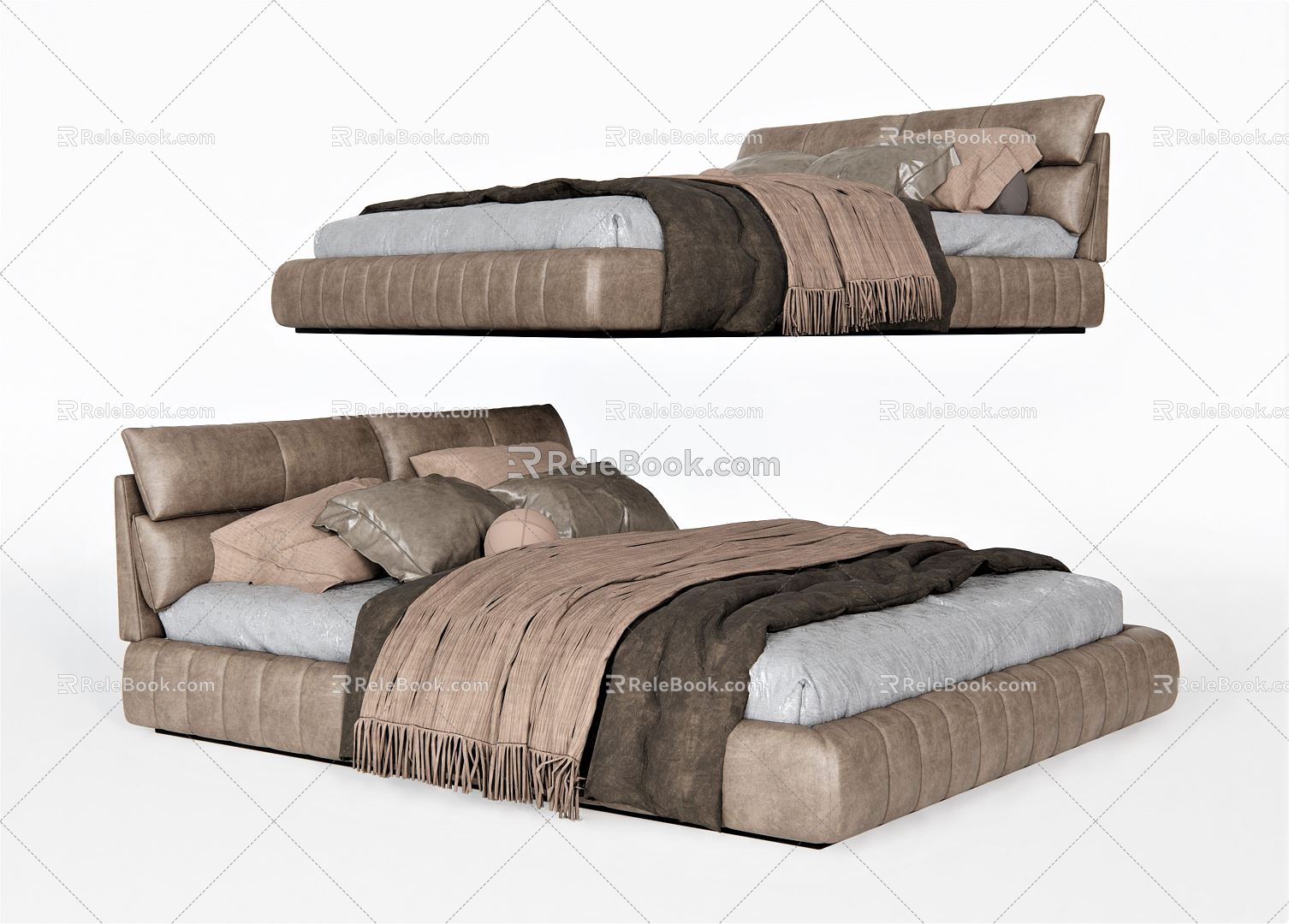 Modern Double Bed Quilt Bedding Blanket 3d model