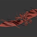 Vintage Ornithopter With Colorful Striped Wings And Person Riding In Flight