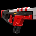 Modern Tactical Weapon Design With Red White Stripes Black Components And Military Logo