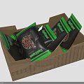 Deer Themed Snack Packs With Green Black Packaging Inside Brown Cardboard Box