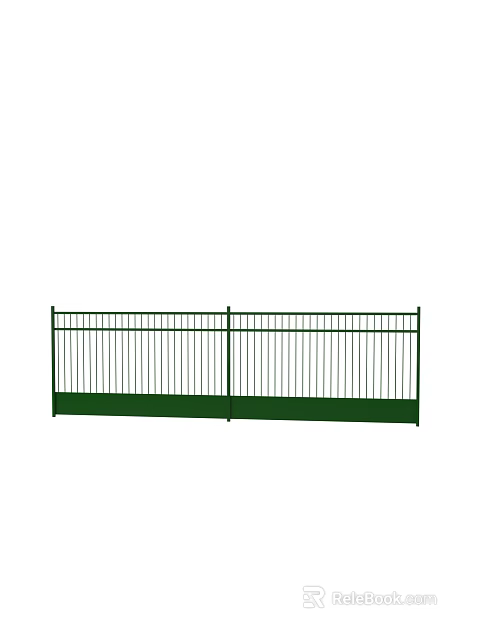 Green Metal Fence With Vertical Bars For Outdoor Security And Decoration 3d model 