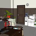 Organized Office Interior With Desk Chairs Filing Cabinets File Folders Cardboard Boxes And Potted Plant