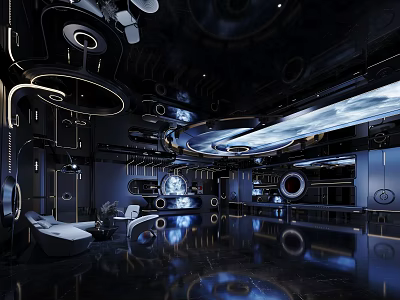 Futuristic KTV Interior With Sci Fi Lighting And Decor 3d model