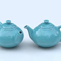 Elegant Light Blue Ceramic Teapots With Round Design For Home Use 3d model