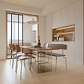 Modern Open Plan Living And Dining Room With White Sofa Decorative Paintings And Monstera Plant