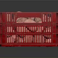 Red Plastic Basket Filled with Fresh Pink Potatoes for Vegetable