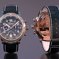 Luxury Mechanical Wristwatch Black Dial Rose Gold Bezel Leather Strap White Stitching Design