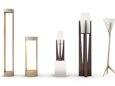 Stylish Floor Lamps Collection With Various Designs And Materials 3d model