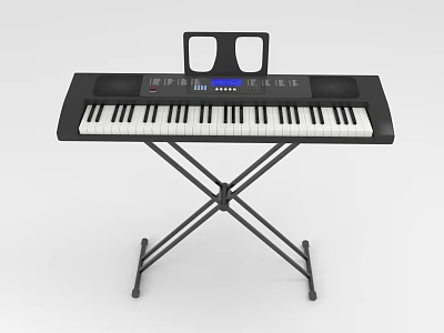 Electronic Keyboard on Stand With Music Rest Display and White Black Keys 3d model