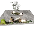 Modern landscape sketch interior landscaping small tree moss stone 3d model