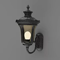 Black Classic Design Wall Mounted Lamp With Glass Shade And Ornate Details