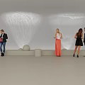 People Viewing Artistic Decorative Lights With Projected Light Patterns In Modern Interior Space 3d model